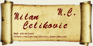 Milan Čeliković vizit kartica
